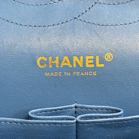 Chanel 21P Blue Caviar Quilted Jumbo Large Classic Double Flap bag & tag - Picture 13 of 16